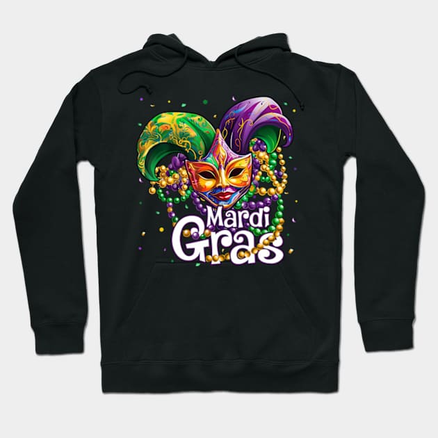 Happy Mardi Gras Carnival Party Mask BeadsKids Hoodie by Daysy1